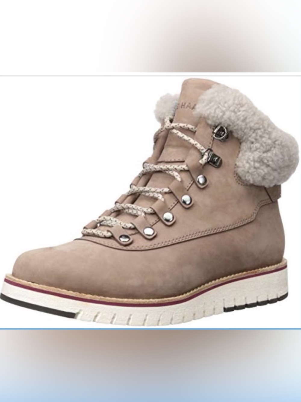 Cole Haan Shearling Zerøgrand Explore Waterproof Moonlit Mauve Hiking Boots 7